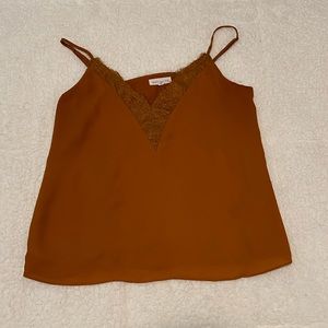 Feminine burnt orange lace tank top